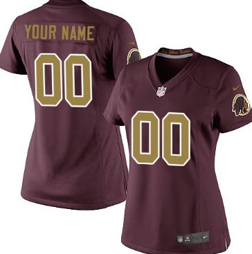 Women's Nike Washington Redskins Customized Red With Gold Game Jersey 