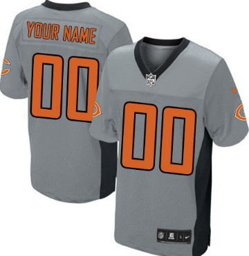 Men's Nike Chicago Bears Customized Gray Shadow Elite Jersey 