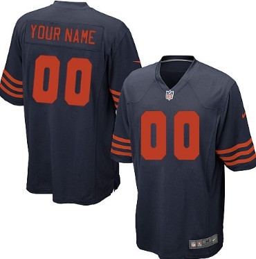 Men's Nike Chicago Bears Customized Blue With Orange Game Jersey 