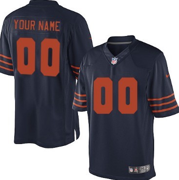 Men's Nike Chicago Bears Customized Blue With Orange Limited Jersey 