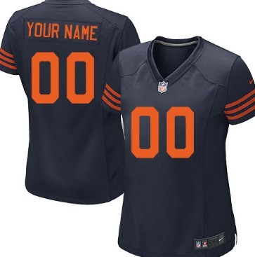 Women's Nike Chicago Bears Customized Blue With Orange Limited Jersey 