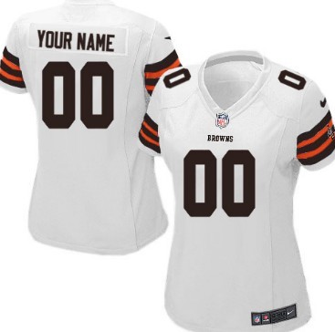 Women's Nike Cleveland Browns Customized White Limited Jersey 