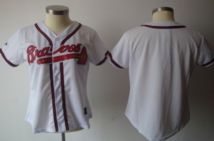 Women's Atlanta Braves Customized White With Red Jersey 