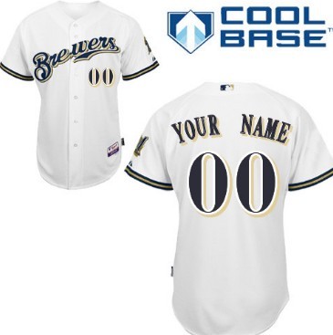 Men's Milwaukee Brewers Customized White Jersey 