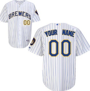 Kids' Milwaukee Brewers Customized White Pinstripe Jersey 