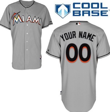 Men's Miami Marlins Customized Gray Jersey 