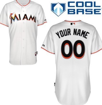 Men's Miami Marlins Customized White Jersey 