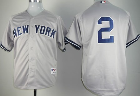 New York Yankees #2 Derek Jeter Gray Kids Jersey 