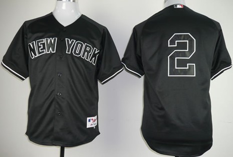 New York Yankees #2 Derek Jeter Black Kids Jersey 