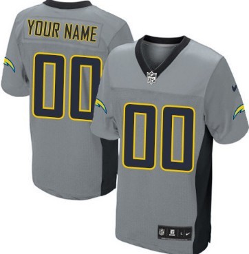 Men's Nike San Diego Chargers Customized Gray Shadow Elite Jersey 