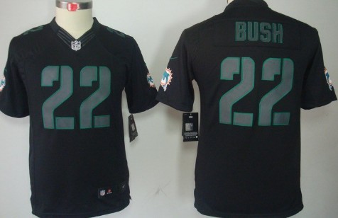 Nike Miami Dolphins #22 Reggie Bush Black Impact Limited Kids Jersey 