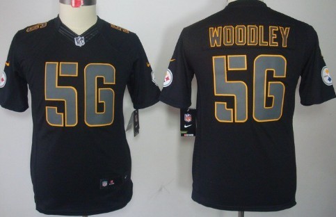 Nike Pittsburgh Steelers #56 LaMarr Woodley Black Impact Limited Kids Jersey 