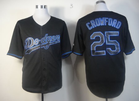 Los Angeles Dodgers #25 Carl Crawford Black Fashion Jersey 