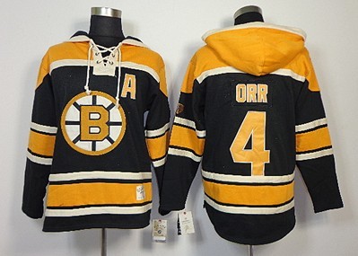 Old Time Hockey Boston Bruins #4 Bobby Orr Black Hoodie