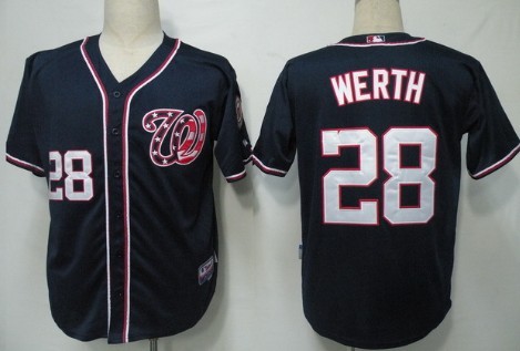 Washington Nationals #28 Jayson Werth Navy Blue Jersey