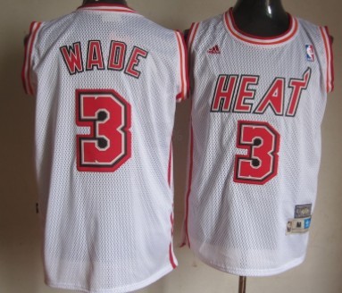 Miami Heat #3 Dwyane Wade White Swingman Throwback Jersey