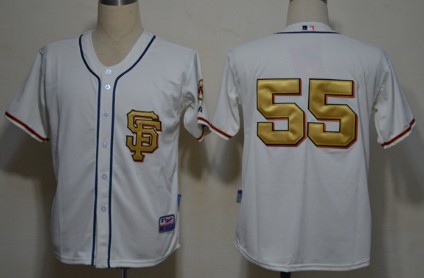 San Francisco Giants #55 Tim Lincecum Cream With Gold SF Edition Jersey