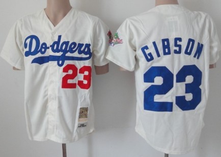 Los Angeles Dodgers #23 Kirk Gibson 1968 Cream Throwback Jersey