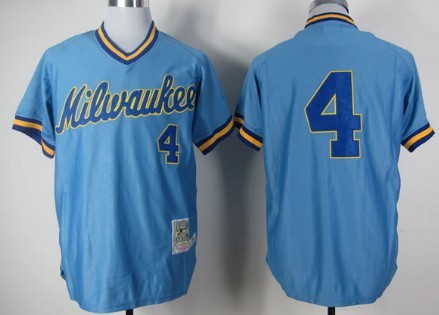 Milwaukee Brewers #4 Paul Molitor 1982 Light Blue Throwback Jersey