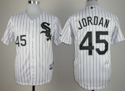 Chicago White Sox #45 Michael Jordan White With Black Pinstripe Jersey 