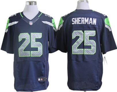 Nike Seattle Seahawks #25 Richard Sherman Navy Blue Elite Jersey 