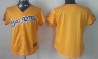 Milwaukee Brewers Blank Yellow Womens Jersey