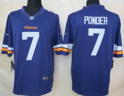 Nike Minnesota Vikings #7 Christian Ponder 2013 Purple Limited Jersey 