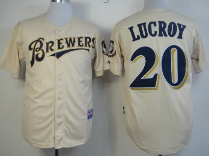 Milwaukee Brewers #20 Jonathan Lucroy Cream Jersey