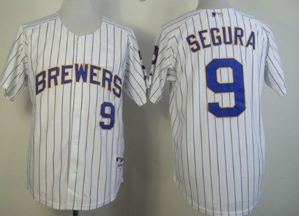 Milwaukee Brewers #9 Jean Segura White Pinstripe Jersey