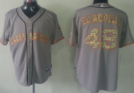 San Francisco Giants #48 Pablo Sandoval Gray With Camo Jersey