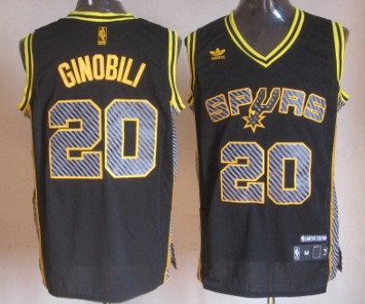 San Antonio Spurs #20 Manu Ginobili Black Electricity Fashion Jersey 