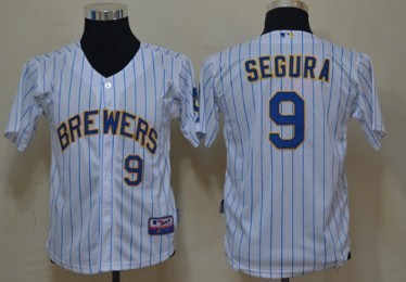 Milwaukee Brewers #9 Jean Segura White Pinstripe Kids Jersey