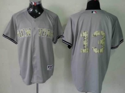 New York Yankees #13 Alex Rodriguez Gray With Camo Jersey 