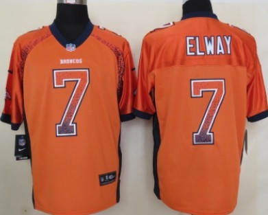 Nike Denver Broncos #7 John Elway Drift Fashion Orange Elite Jersey 