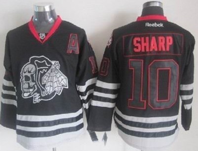 Chicago Blackhawks #10 Patrick Sharp Black Ice Skulls Jersey 