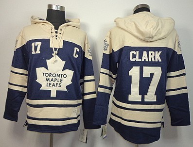 Old Time Hockey Toronto Maple Leafs #17 Wendel Clark Navy Blue Hoodie