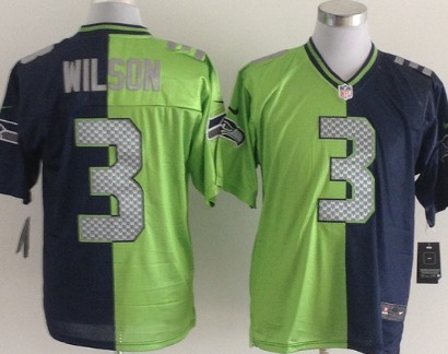 Nike Seattle Seahawks #3 Russell Wilson Green/Navy Blue Two Tone Elite Jersey