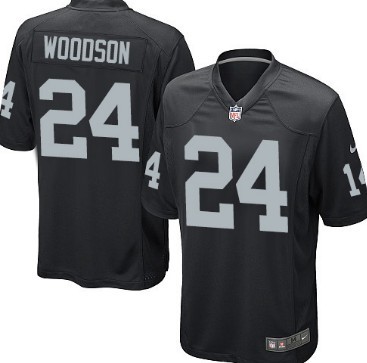 Nike Oakland Raiders #24 Charles Woodson Black Game Kids Jersey 