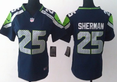 Nike Seattle Seahawks #25 Richard Sherman Navy Blue Game Womens Jersey