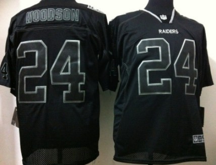 Nike Oakland Raiders #24 Charles Woodson Lights Out Black Elite Jersey 