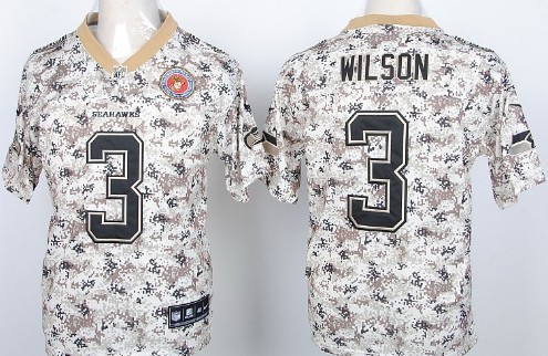 Nike Seattle Seahawks #3 Russell Wilson 2013 USMC Camo Elite Jersey