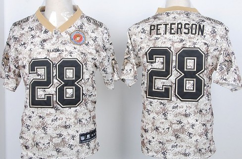 Nike Minnesota Vikings #28 Adrian Peterson 2013 USMC Camo Elite Jersey