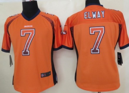 Nike Denver Broncos #7 John Elway Drift Fashion Orange Womens Jersey 