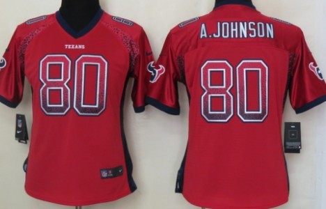 Nike Houston Texans #80 Andre Johnson Drift Fashion Red Womens Jersey 