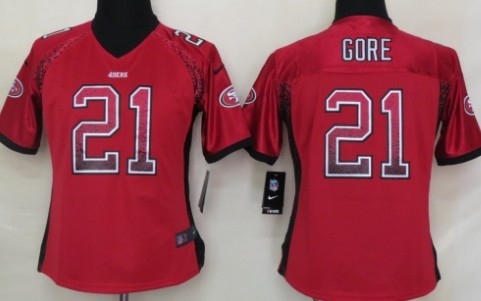 Nike San Francisco 49ers #21 Frank Gore Drift Fashion Red Womens Jersey 