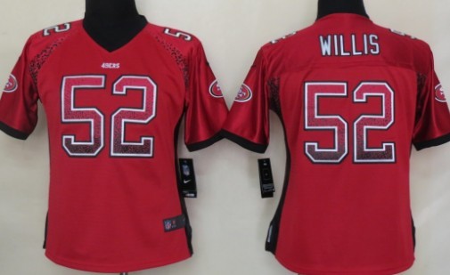 Nike San Francisco 49ers #52 Patrick Willis Drift Fashion Red Womens Jersey 