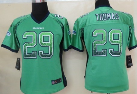 Nike Seattle Seahawks #29 Earl Thomas Drift Fashion Green Womens Jersey 