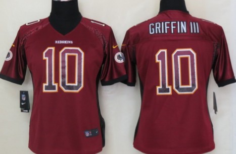 Nike Washington Redskins #10 Robert Griffin III Drift Fashion Red Womens Jersey 