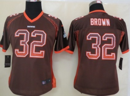 Nike Cleveland Browns #32 Jim Brown Drift Fashion Brown Womens Jersey 