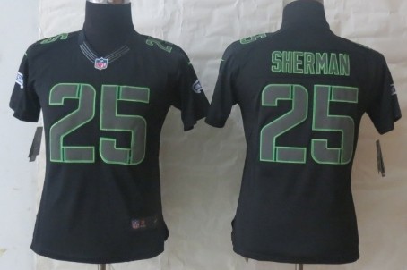 Nike Seattle Seahawks #25 Richard Sherman Black Impact Limited Womens Jersey 